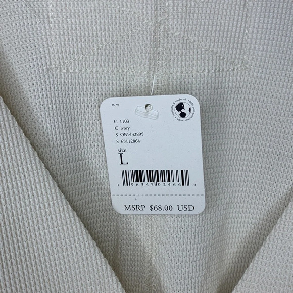 NWT We The Free Free People V-neck Sweater Ivory Large pullover - Picture 7 of 9